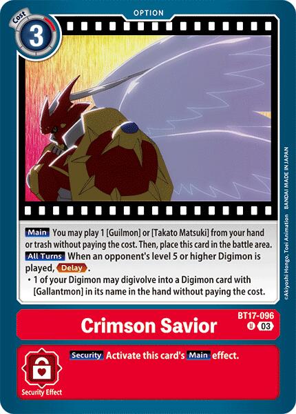 Crimson Savior [BT17-096] [Secret Crisis] | Red Riot Games CA