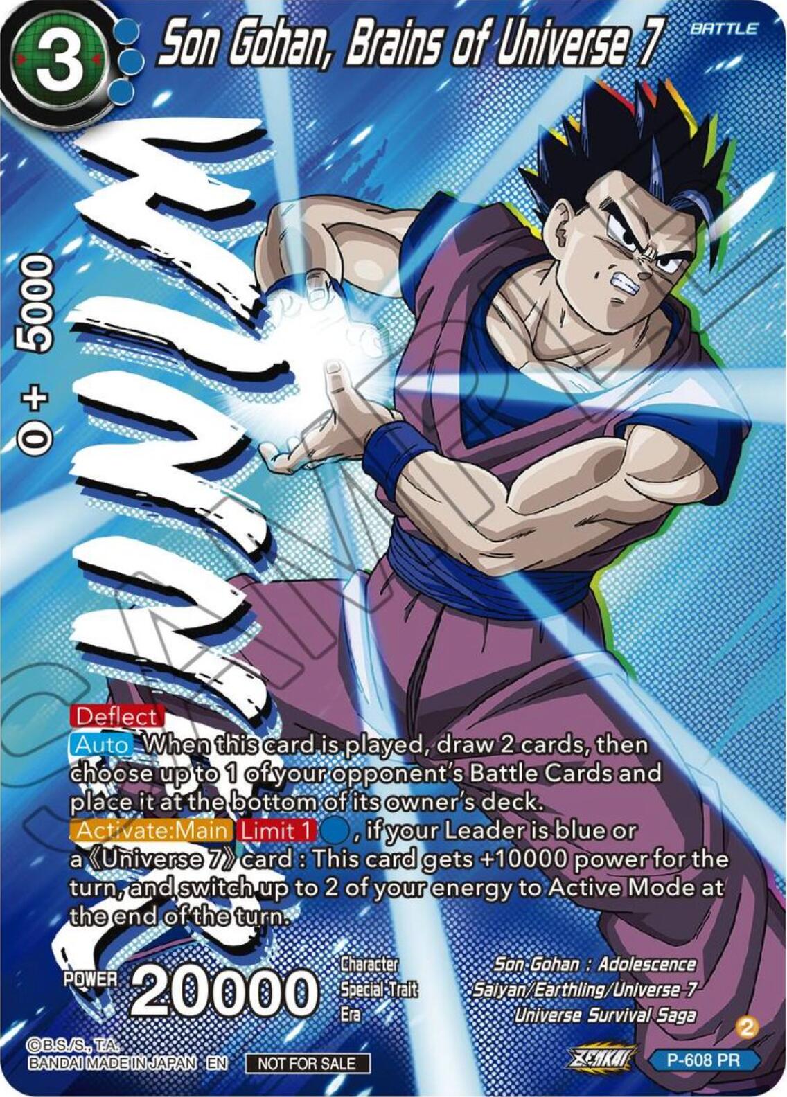 Son Gohan, Brains of Universe 7 (Tournament Pack Vol. 8) (Winner) (P-608) [Promotion Cards] | Red Riot Games CA