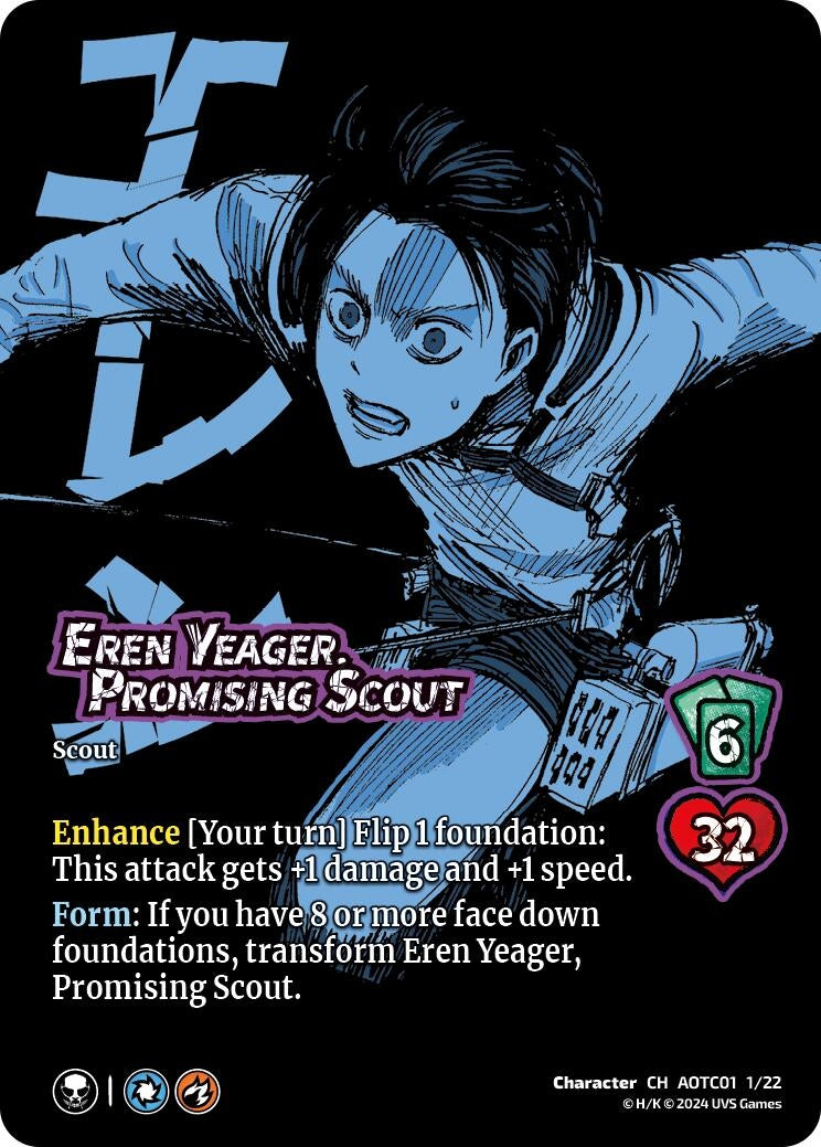 Image for Eren Yeager, Promising Scout // Attack Titan, Ferocious Challenger (CS1 1/22) (CSAOT) - UniVersus