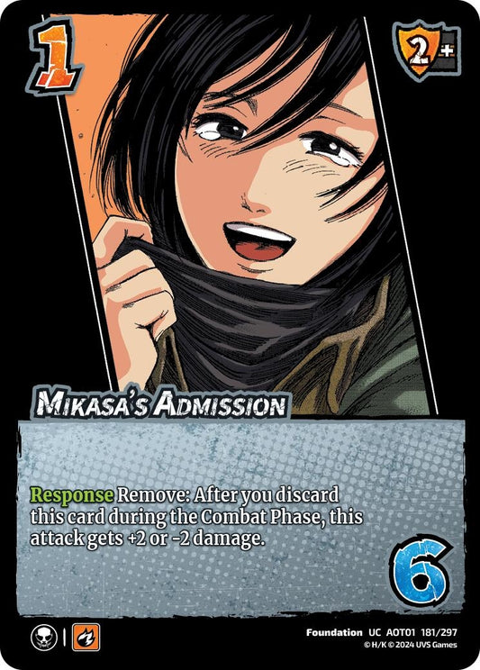 Image for Mikasa's Admission (181/297) (AOT1) - UniVersus