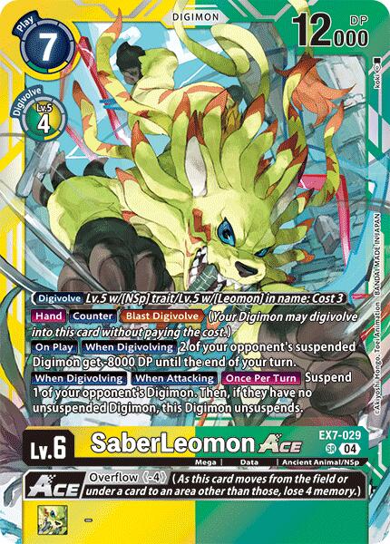 SaberLeomon ACE [EX7-029] [Digimon LIBERATOR] | Red Riot Games CA