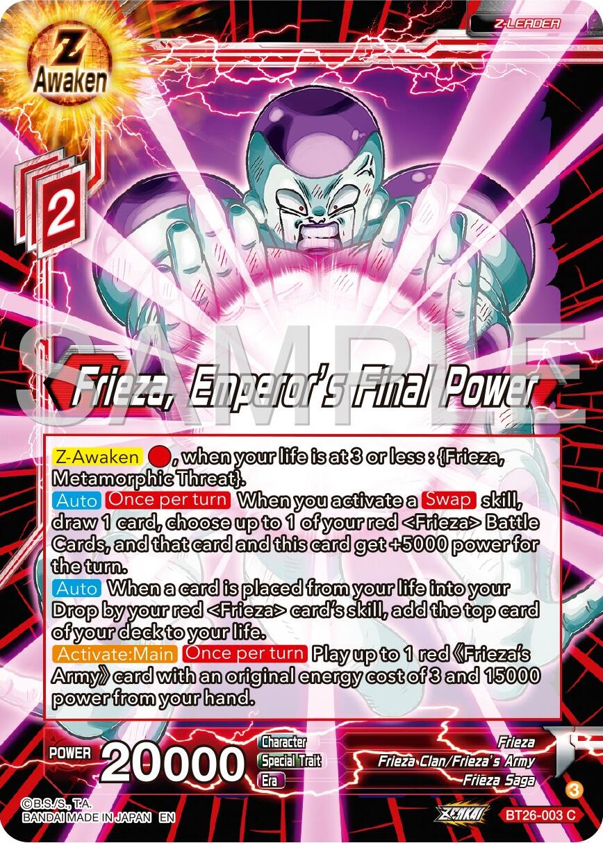 Frieza, Emperor's Final Power (BT26-003) [Ultimate Advent] | Red Riot Games CA