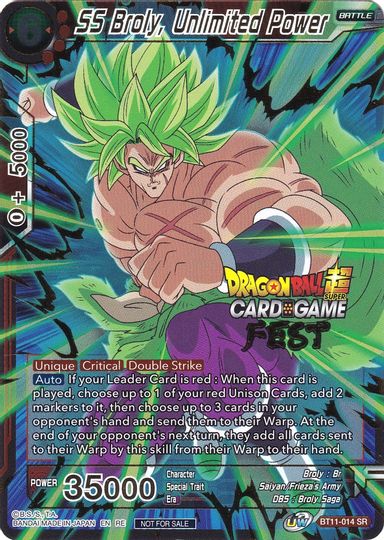 SS Broly, Unlimited Power (Card Game Fest 2022) (BT11-014) [Tournament Promotion Cards] | Red Riot Games CA