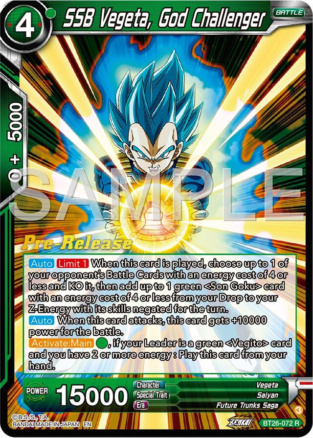 SSB Vegeta, God Challenger (BT26-072) [Ultimate Advent Prerelease Promos] | Red Riot Games CA