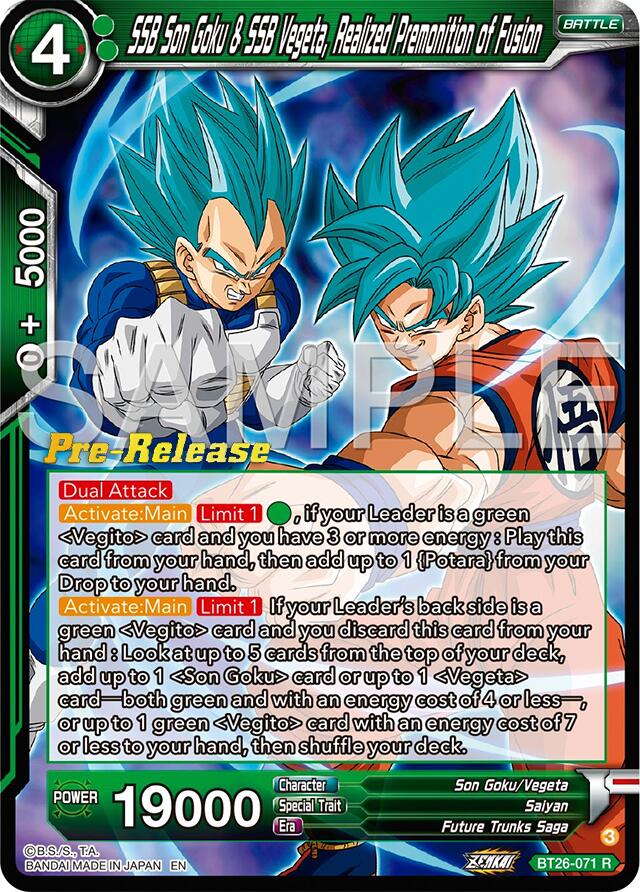 SSB Son Goku & SSB Vegeta, Realized Premonition of Fusion (BT26-071) [Ultimate Advent Prerelease Promos] | Red Riot Games CA