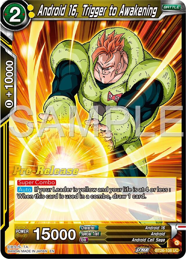 Android 16, Trigger to Awakening (BT26-108) [Ultimate Advent Prerelease Promos] | Red Riot Games CA