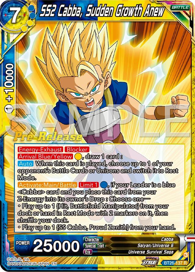 SS2 Cabba, Sudden Growth Anew (BT26-137) [Ultimate Advent Prerelease Promos] | Red Riot Games CA