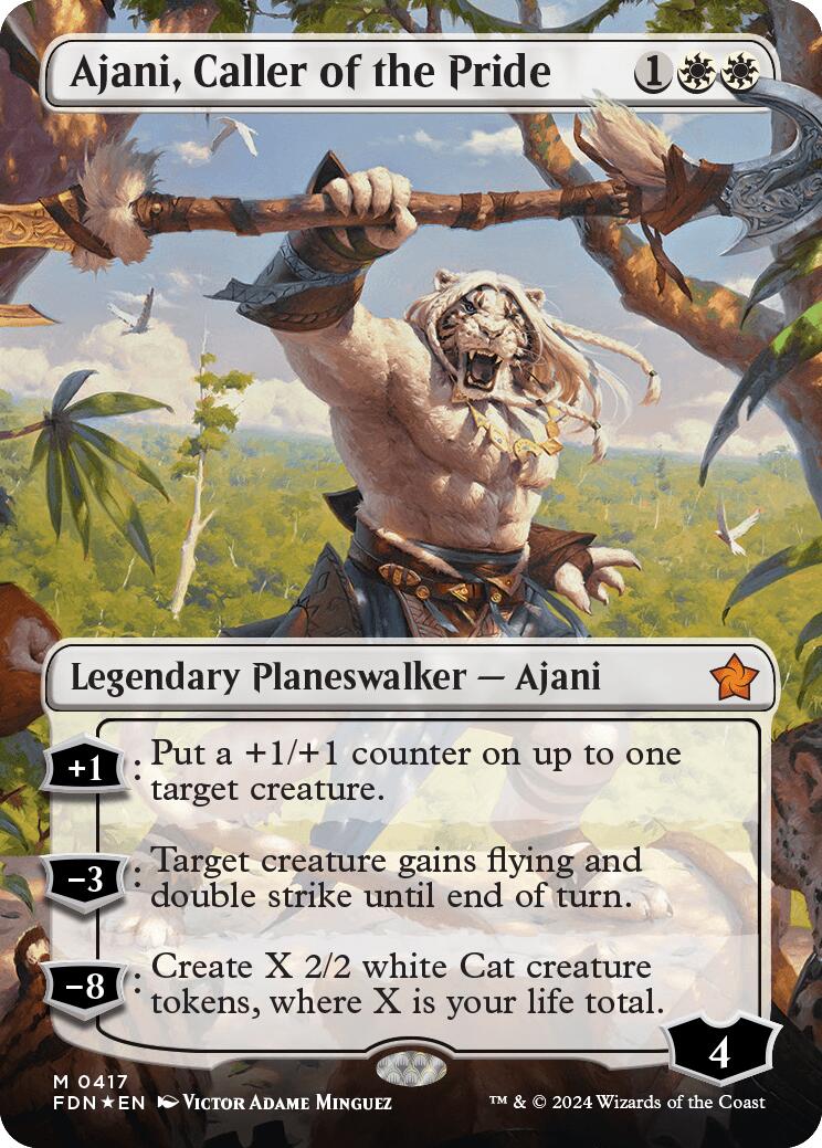 Ajani, Caller of the Pride (Borderless) (Mana Foil) [Foundations] | Red Riot Games CA