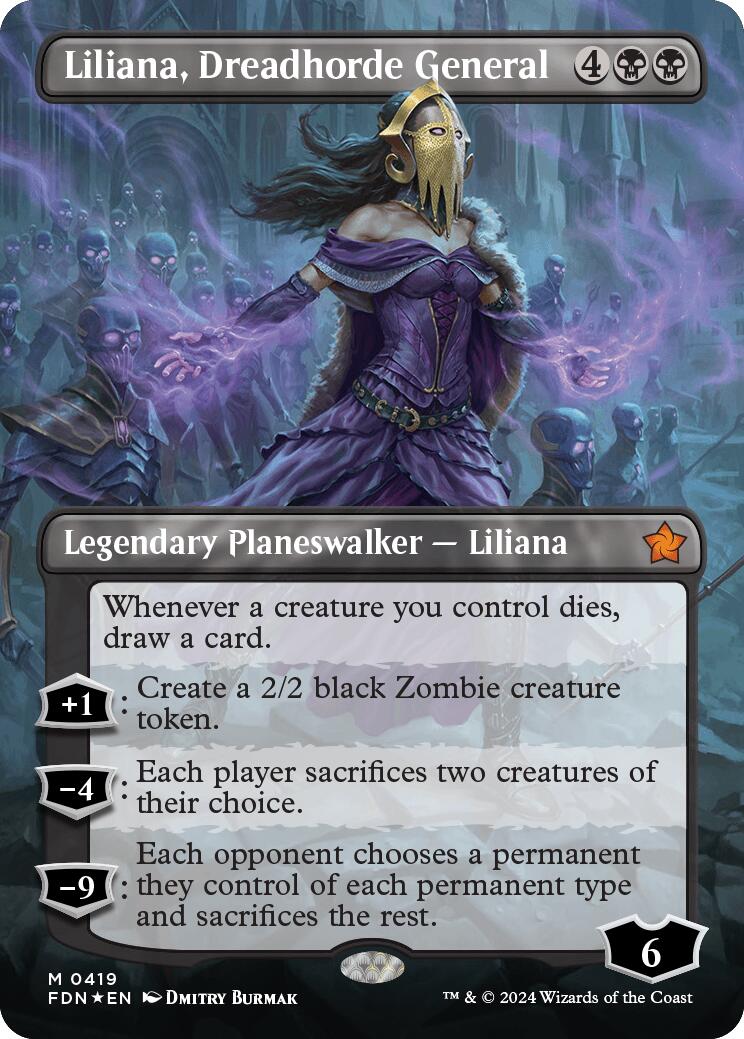 Liliana, Dreadhorde General (Borderless) (Mana Foil) [Foundations] | Red Riot Games CA