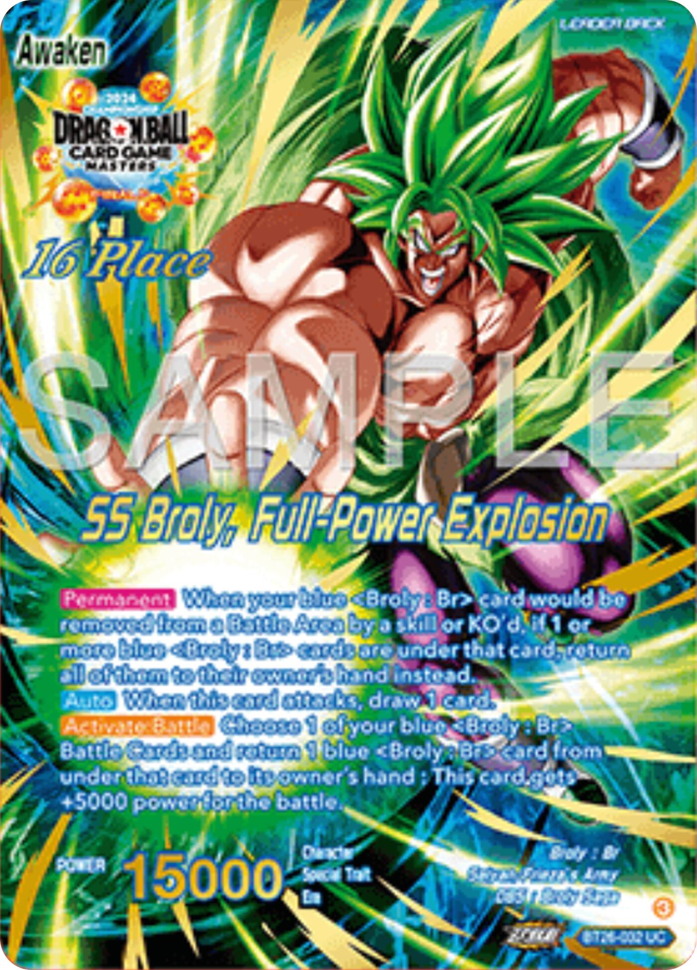 Broly // SS Broly, Full-Power Explosion (Top 16) (BT26-032) [Ultimate Advent Prerelease Promos] | Red Riot Games CA