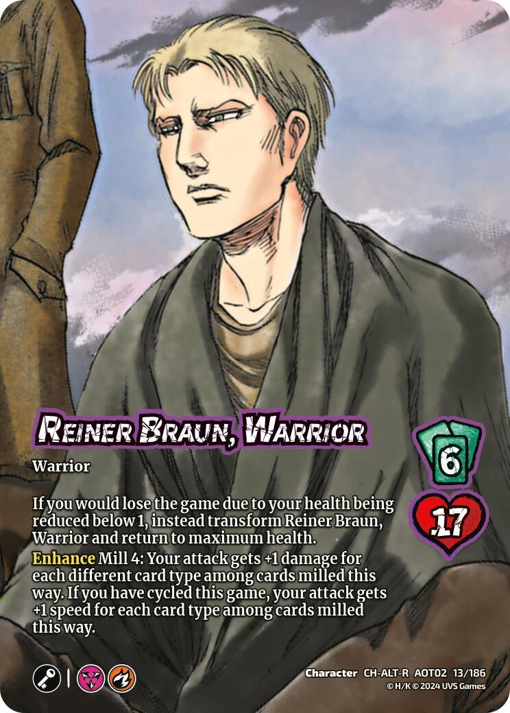 Image for Reiner Braun, Warrior // Reiner, Armored Titan Advancing (Alternate Art) (13a/186) [AOT02]