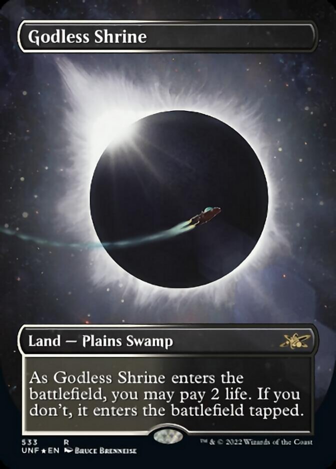 Godless Shrine (Borderless) (Galaxy Foil) [Unfinity] | Red Riot Games CA