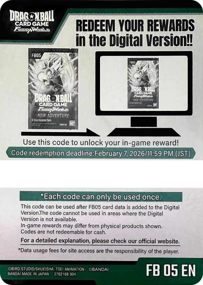 Image for Code Card - New Adventure Booster (FB05) [New Adventure]