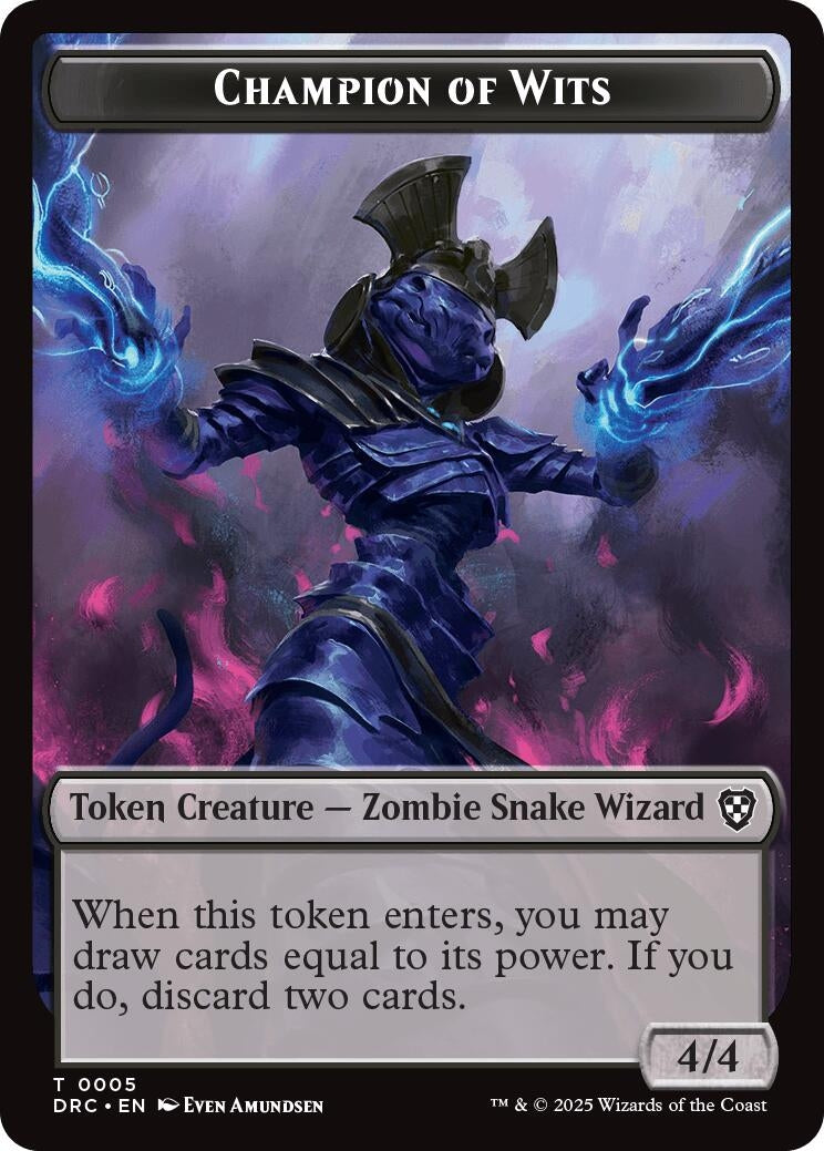 Image for Champion of Wits // Zombie (0003) Double-Sided Token (5 // 3) (DRC)