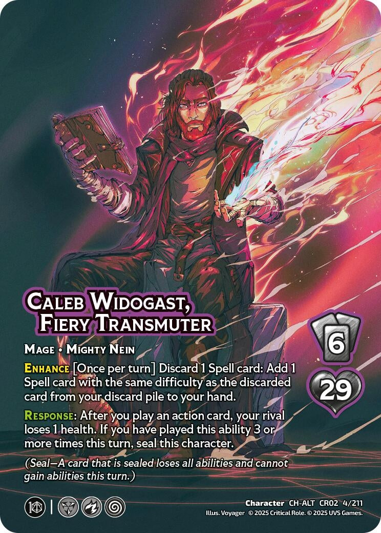 Image for Caleb Widogast, Fiery Transmuter (Alternate Art) (4/211) [Critical Role: Heroes of Exandria]