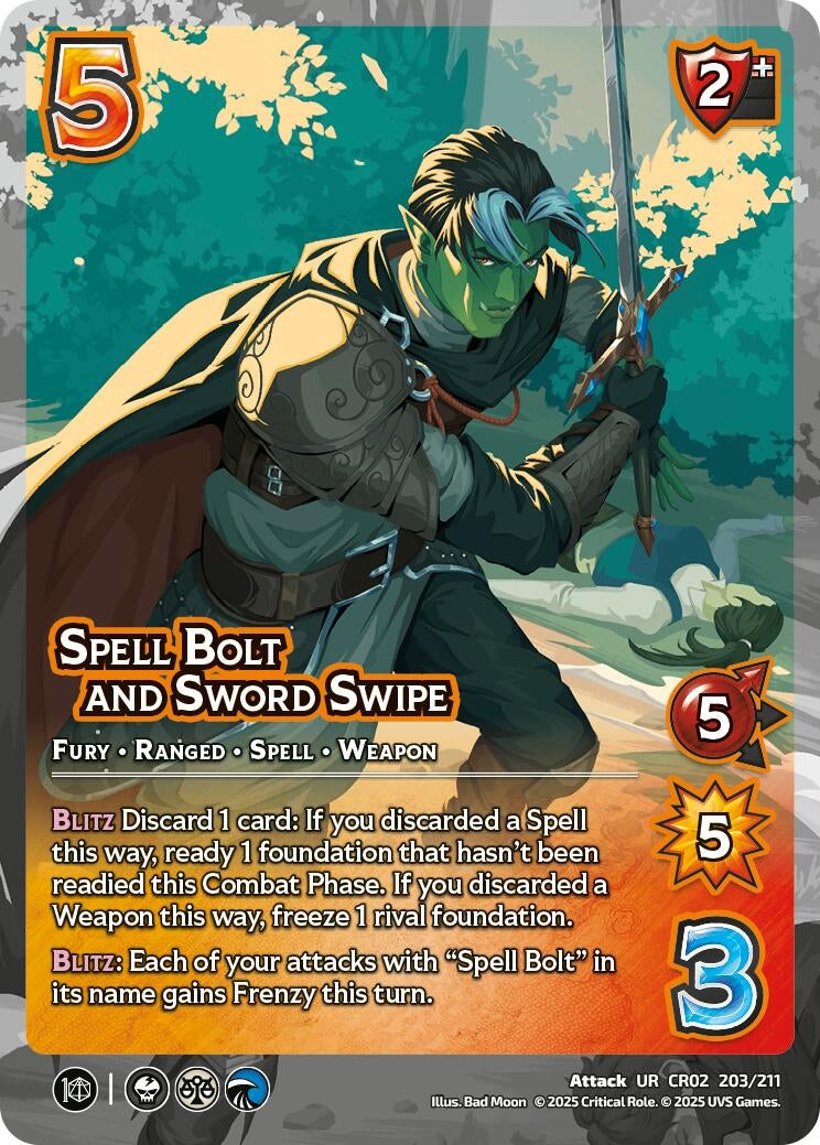 Image for Spell Bolt and Sword Swipe (203/211) [Critical Role: Heroes of Exandria]