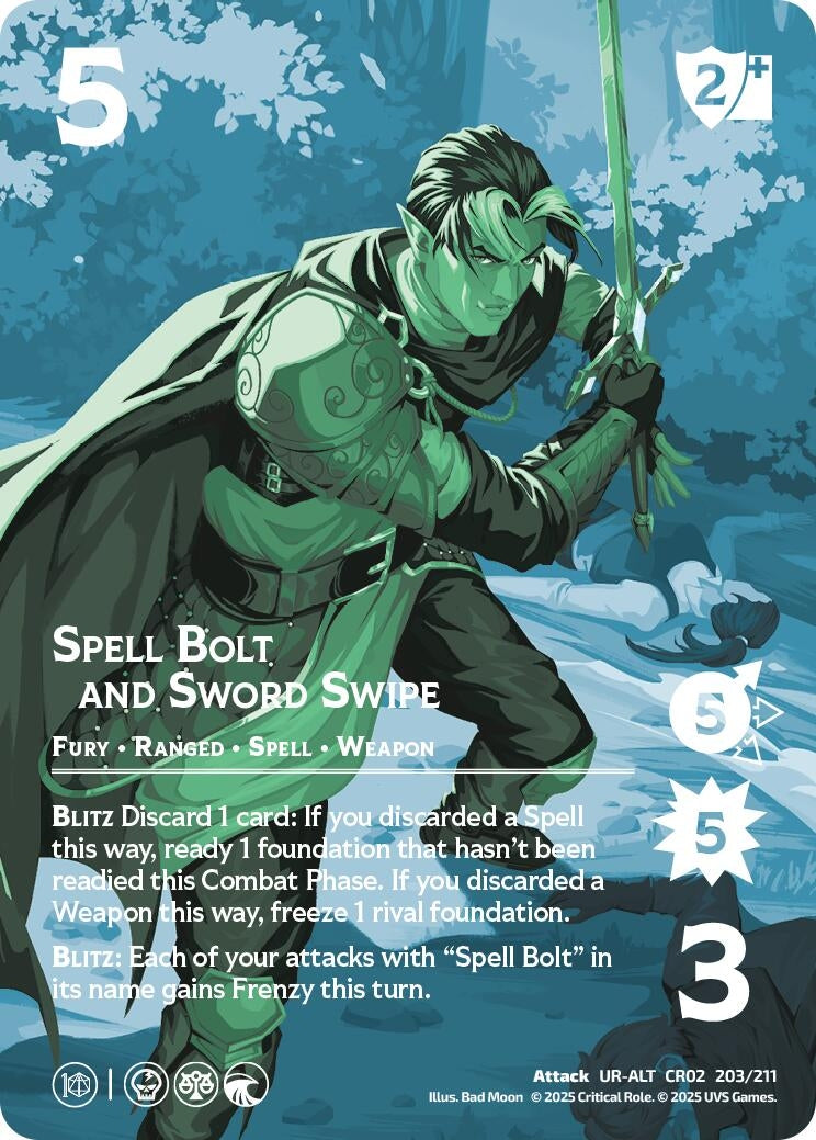 Image for Spell Bolt and Sword Swipe (Alternate Art) (203/211) [Critical Role: Heroes of Exandria]