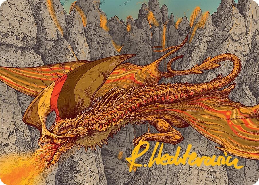 Image for Magmatic Hellkite Art Card (34/54) (Gold-Stamped Signature) (34) - Magic: The Gathering