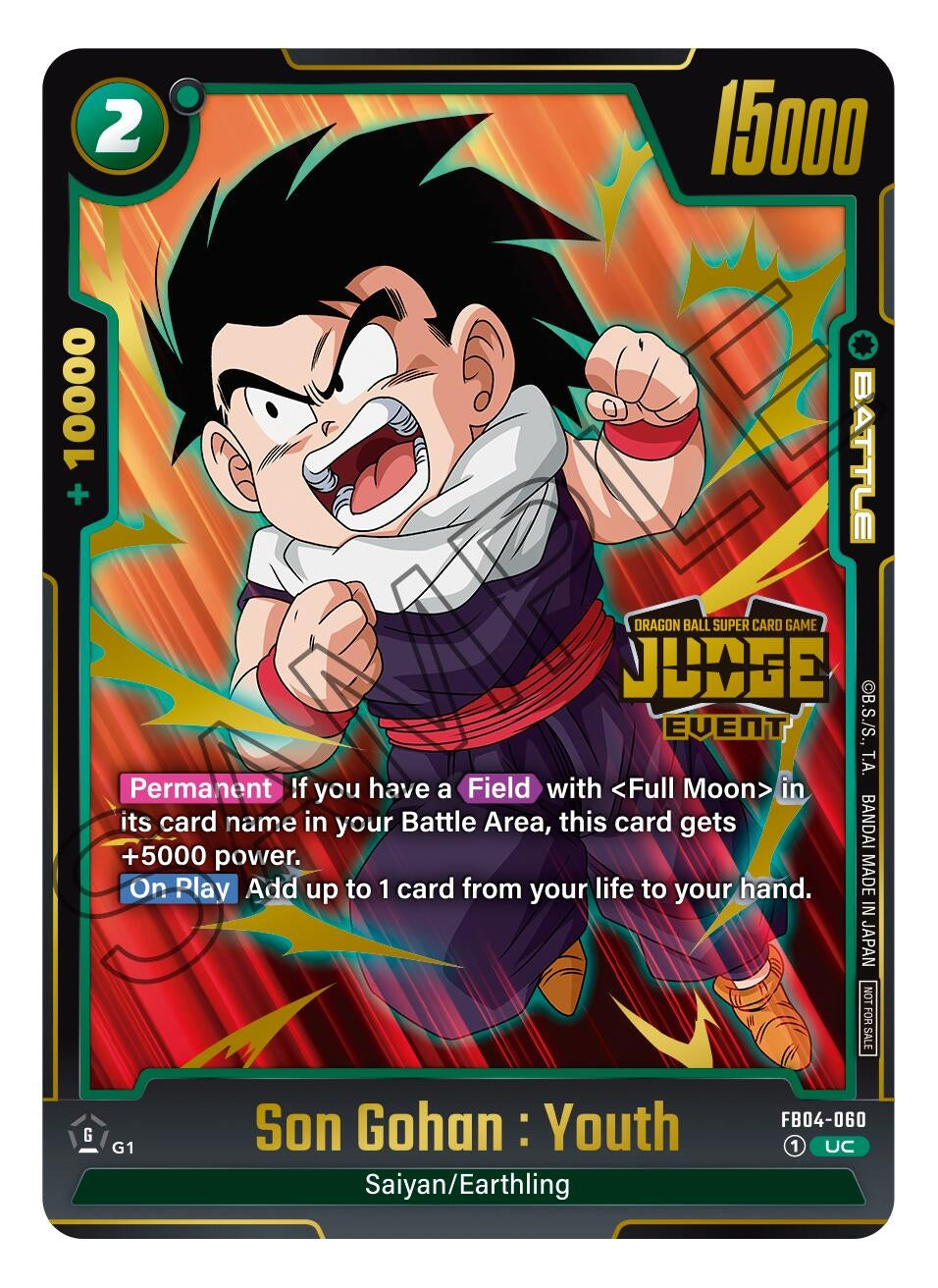 Image for Son Gohan : Youth (Judge Pack (Event Judge) 03) (FB04-060) [Tournament and Championship Promos] - Dragon Ball Super: Fusion World