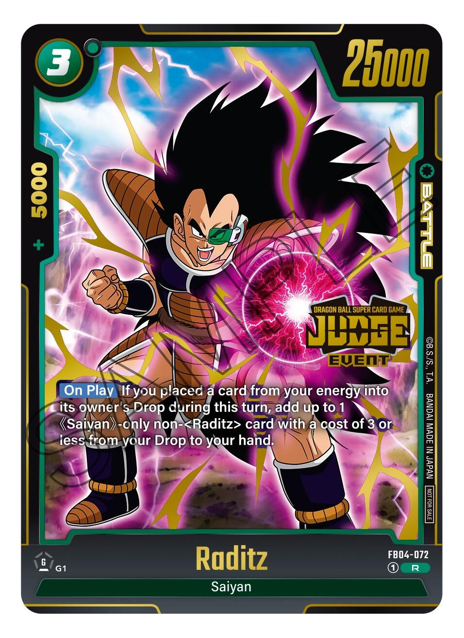 Image for Raditz (Judge Pack (Event Judge) 03) (FB04-072) [Tournament and Championship Promos] - Dragon Ball Super: Fusion World