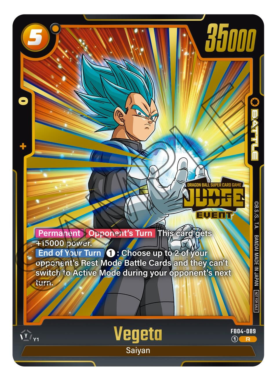 Image for Vegeta (Judge Pack (Event Judge) 03) (FB04-089) [Tournament and Championship Promos] - Dragon Ball Super: Fusion World
