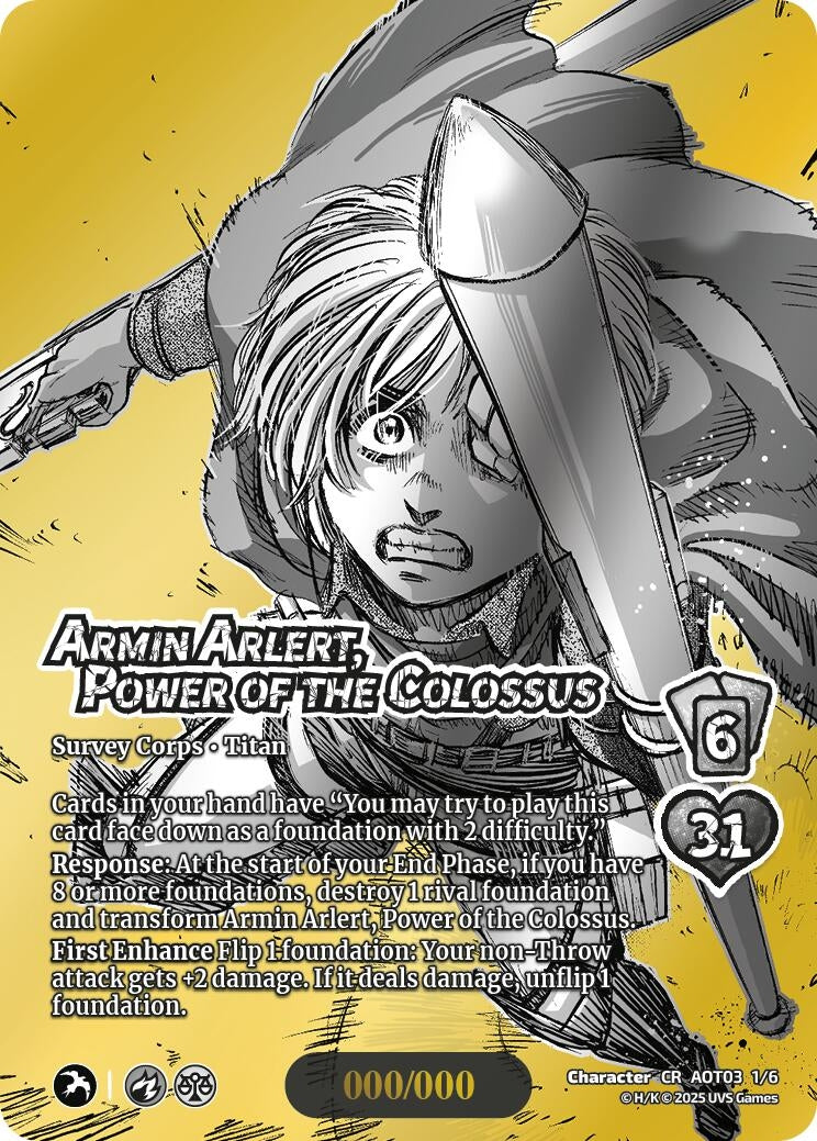 Image for Armin Arlert, Power of the Colossus (Chrome Rare) (1/6) (AOT03) - UniVersus