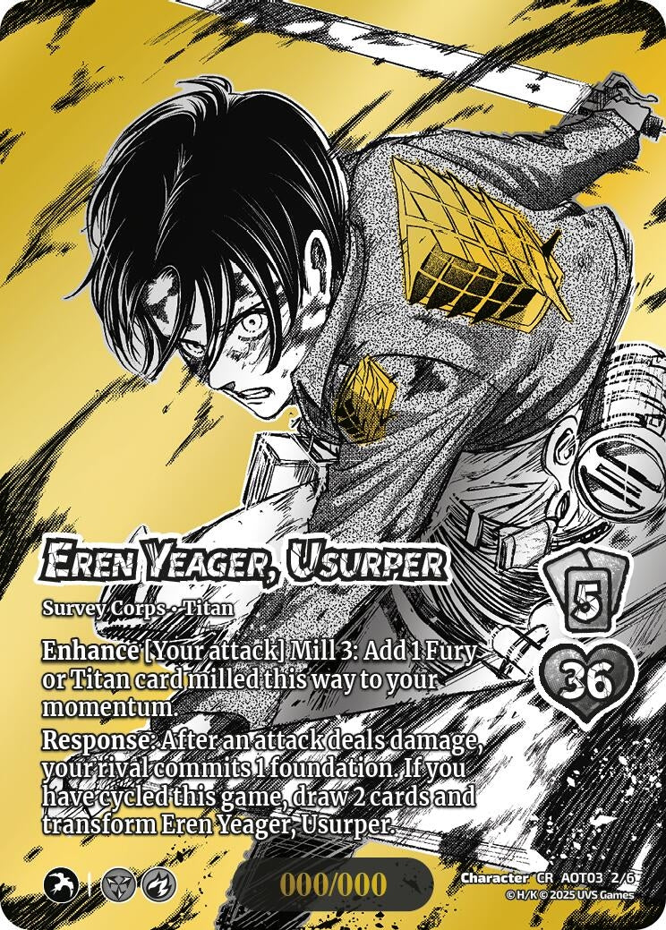 Image for Eren Yeager, Usurper (Chrome Rare) (2/6) (AOT03) - UniVersus