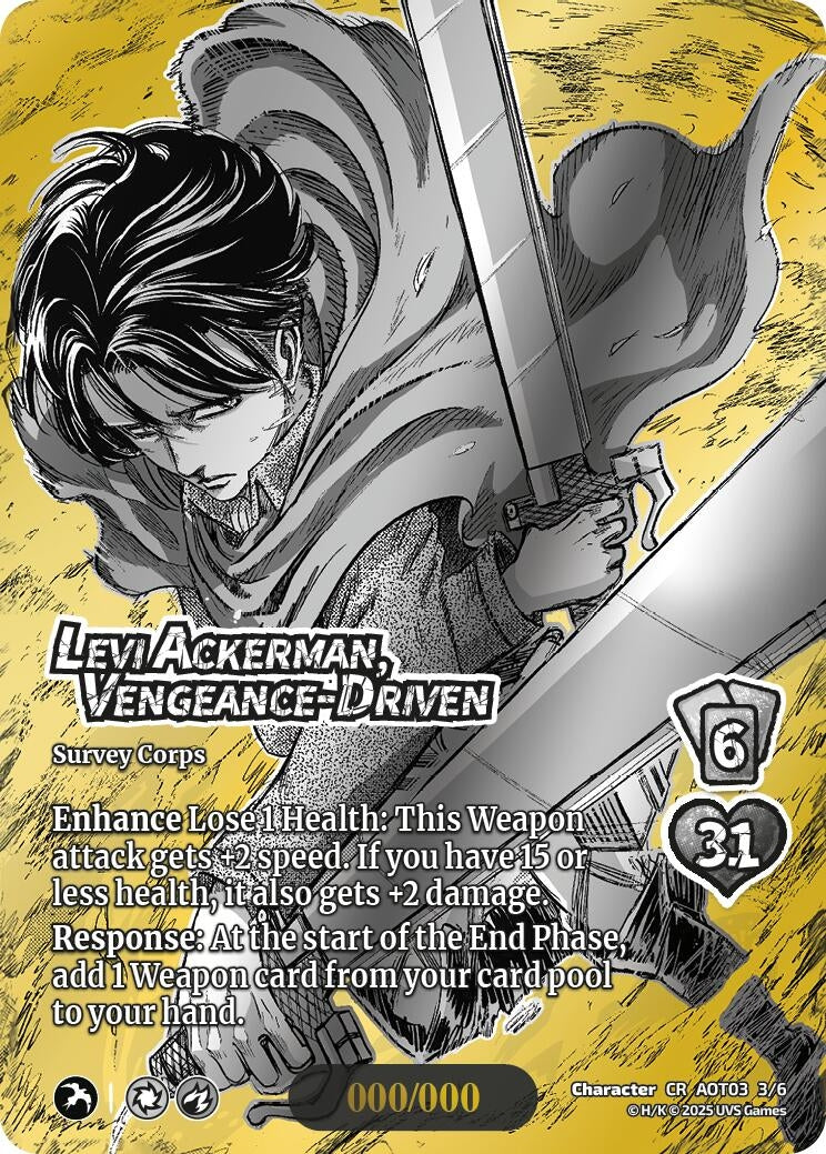 Image for Levi Ackerman, Vengeance-Driven (Chrome Rare) (3/6) (AOT03) - UniVersus