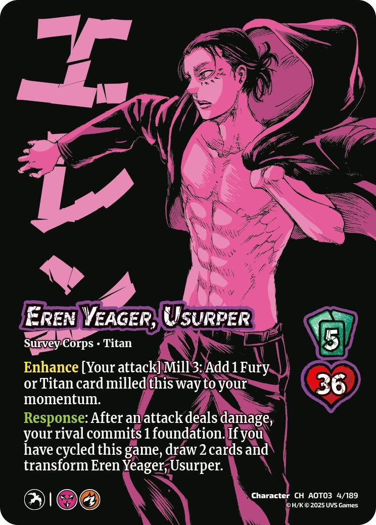 Image for Eren Yeager, Usurper // Attack Titan, Finale (4/189) (AOT03) - UniVersus