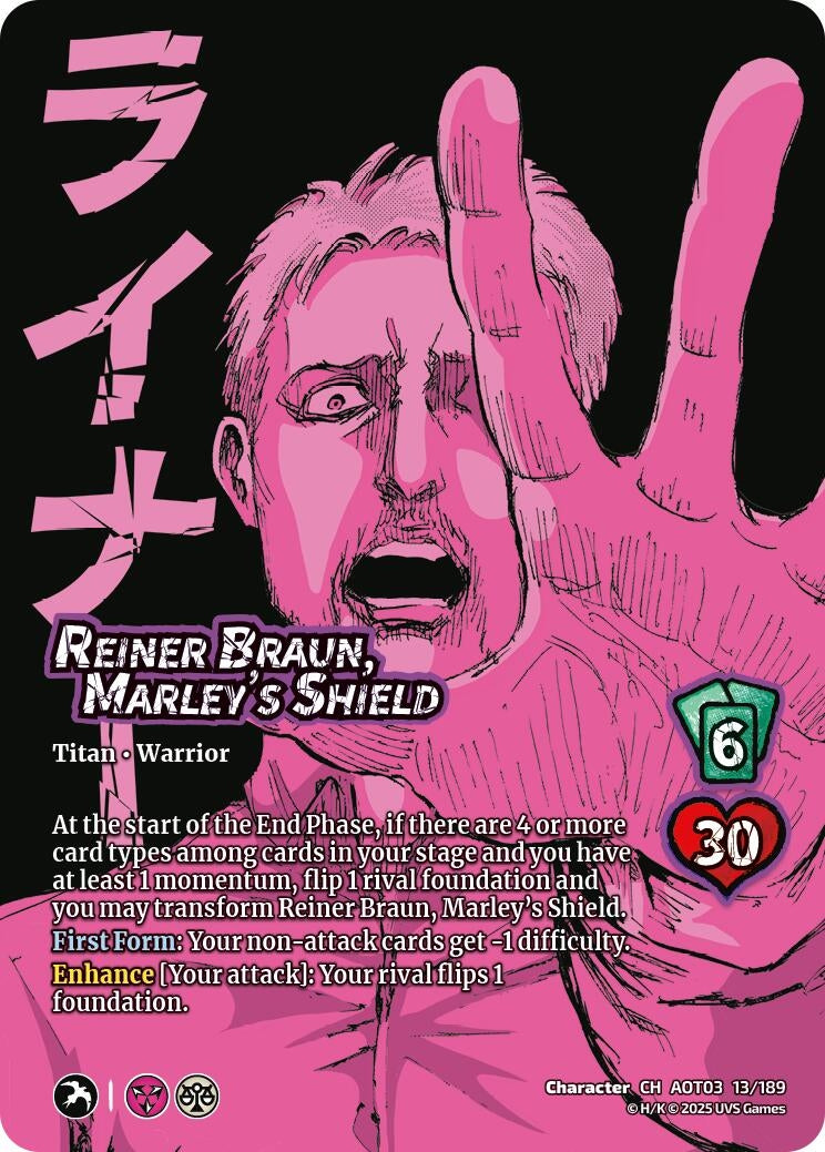 Image for Reiner Braun, Marley's Shield // Armored Titan, Finale (13/189) (AOT03) - UniVersus