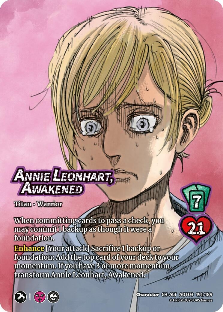 Image for Annie Leonhart, Awakened // Female Titan, Finale (Alternate Art) (191/189) (AOT03) - UniVersus