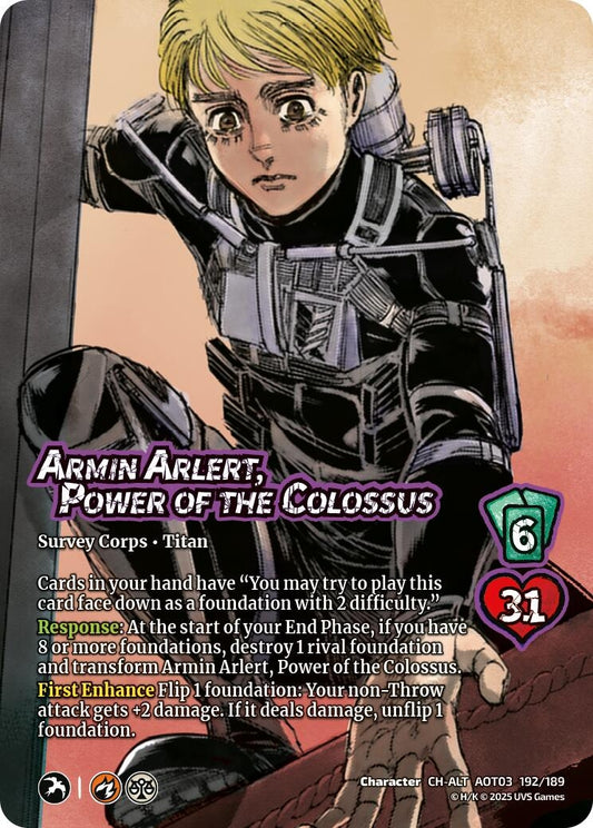 Image for Armin Arlert, Power of the Colossus // Colossus Titan, Finale (Alternate Art) (192/189) (AOT03) - UniVersus