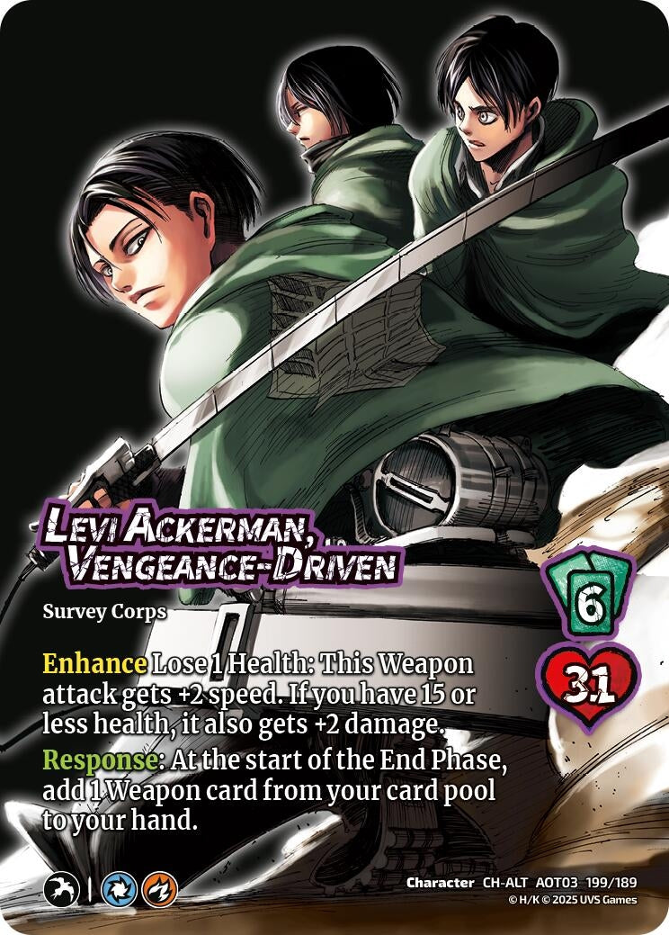 Image for Levi Ackerman, Vengeance-Driven (Alternate Art) (199/189) (AOT03) - UniVersus