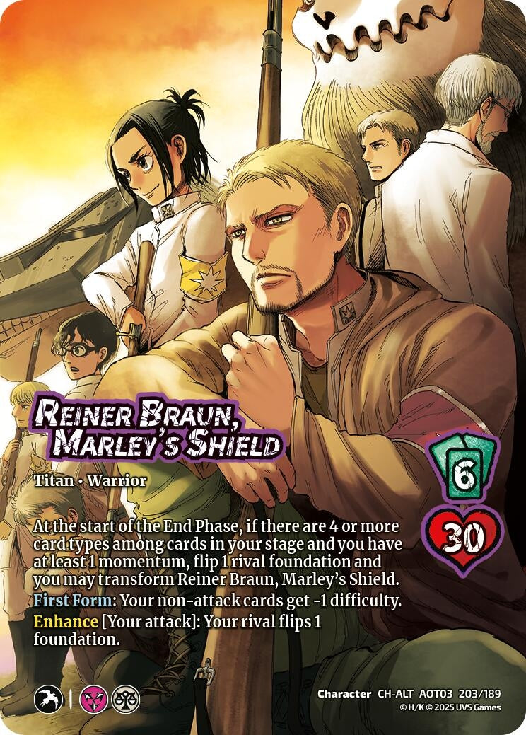 Image for Reiner Braun, Marley's Shield // Armored Titan, Finale (Alternate Art) (203/189) (AOT03) - UniVersus