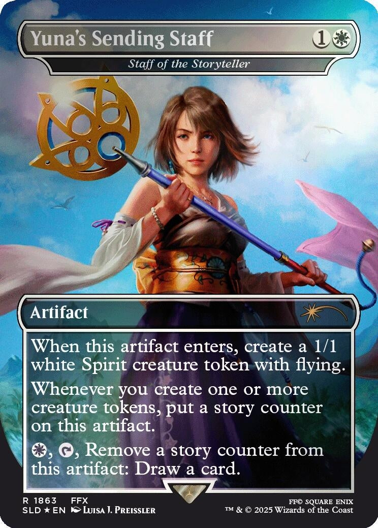 Image for Yuna's Sending Staff - Staff of the Storyteller (Rainbow Foil) (1863) - Magic: The Gathering