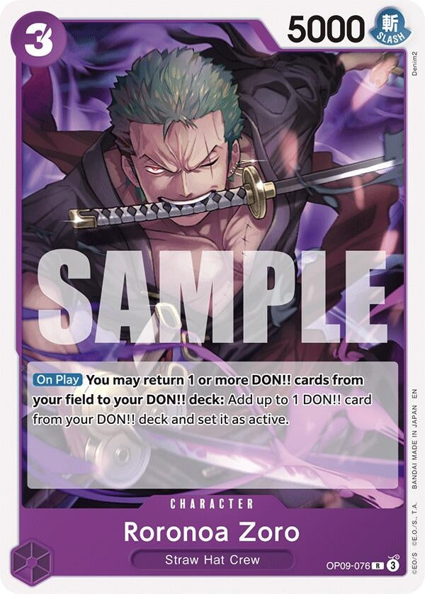 Image for Roronoa Zoro (Reprint) (OP09-076) (Starter Deck 26: PURPLE/BLACK Monkey.D.Luffy) - One Piece Card Game