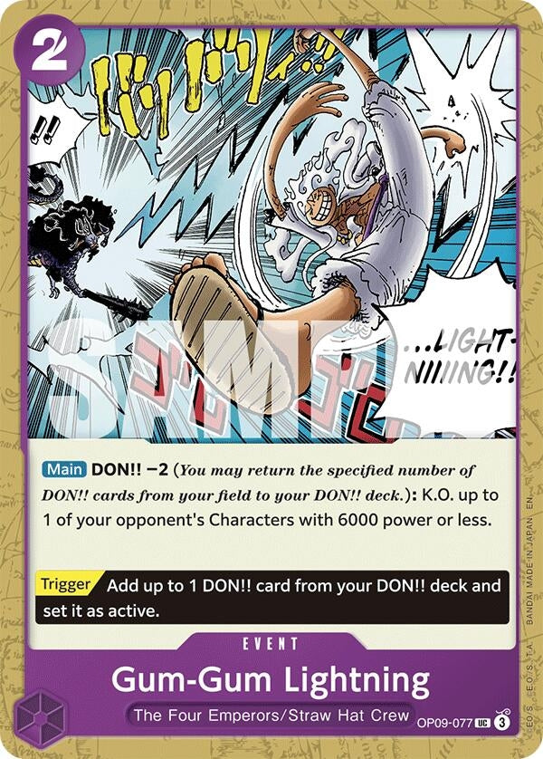 Image for Gum-Gum Lightning (Reprint) (OP09-077) (Starter Deck 26: PURPLE/BLACK Monkey.D.Luffy) - One Piece Card Game