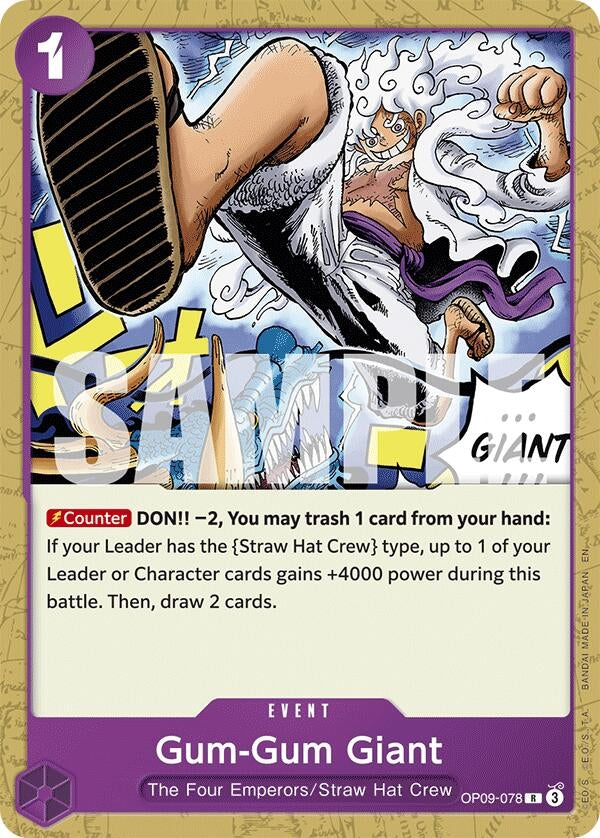 Image for Gum-Gum Giant (Reprint) (OP09-078) (Starter Deck 26: PURPLE/BLACK Monkey.D.Luffy) - One Piece Card Game