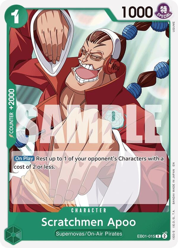 Image for Scratchmen Apoo (Reprint) (EB01-015) (Starter Deck 24: GREEN Jewelry Bonney) - One Piece Card Game