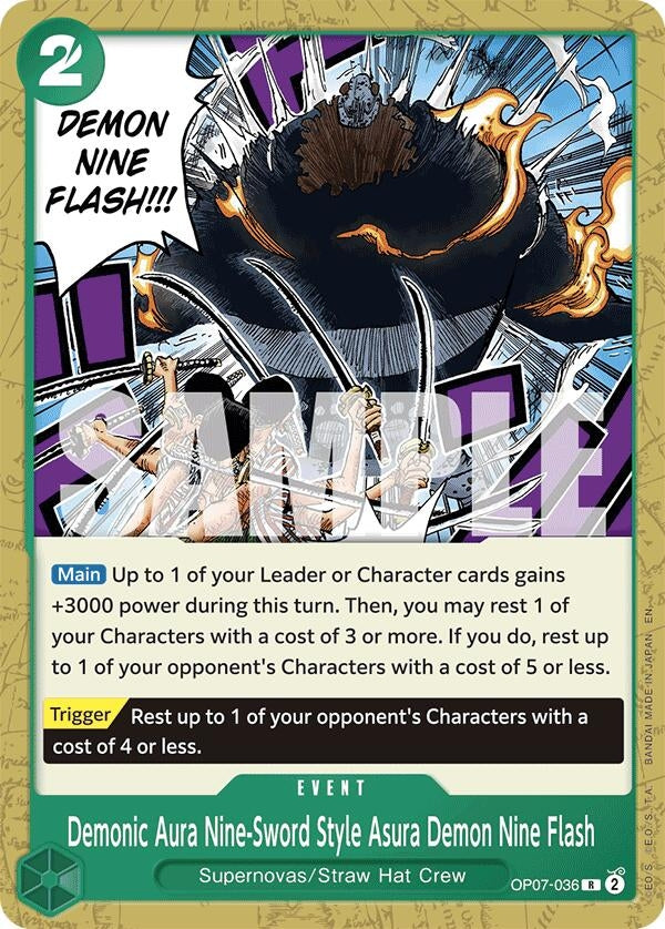 Image for Demonic Aura Nine-Sword Style Asura Demon Nine Flash (Reprint) (OP07-036) (Starter Deck 24: GREEN Jewelry Bonney) - One Piece Card Game