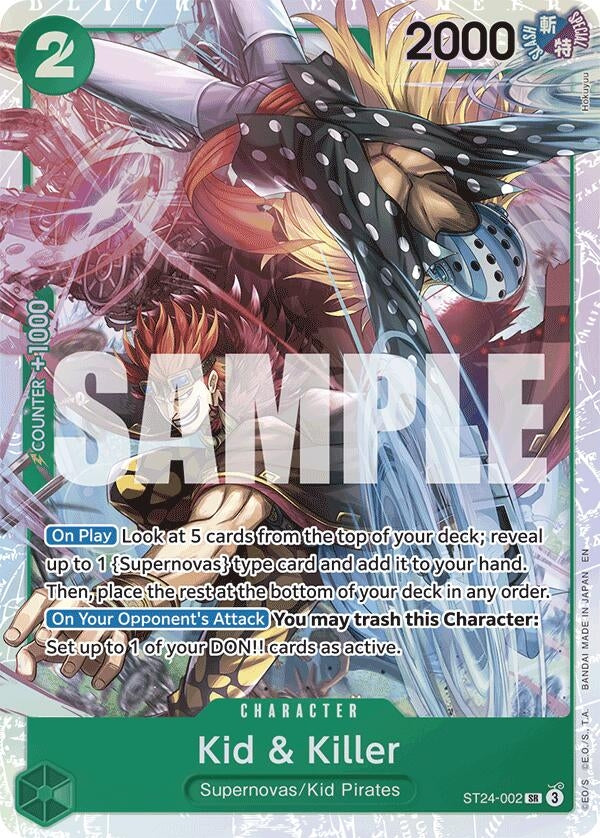 Image for Kid & Killer (ST24-002) (Starter Deck 24: GREEN Jewelry Bonney) - One Piece Card Game