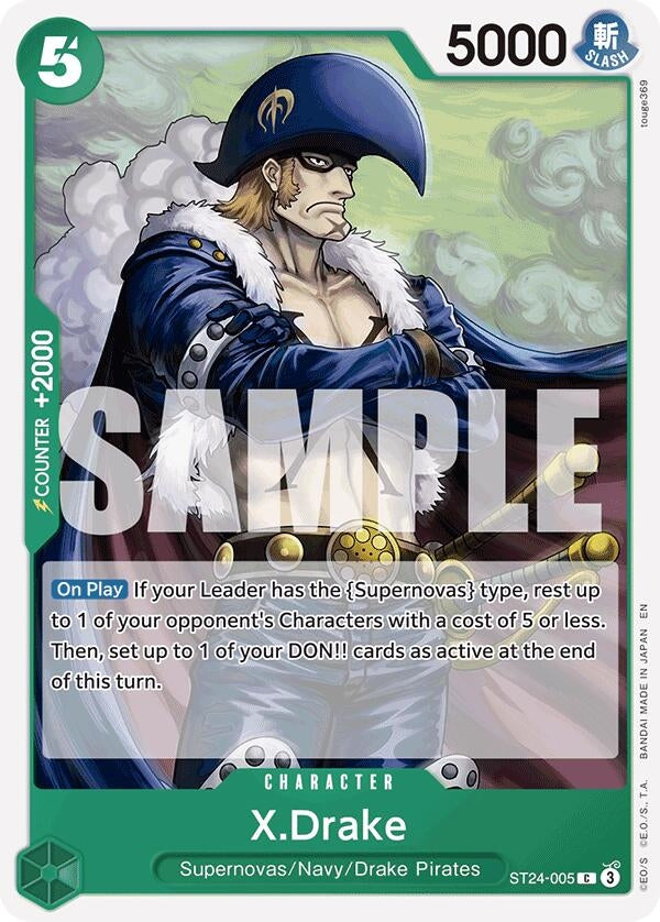 Image for X.Drake (ST24-005) (Starter Deck 24: GREEN Jewelry Bonney) - One Piece Card Game