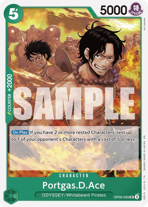 Image for Portgas.D.Ace (Reprint) (OP09-035) (Starter Deck 28: GREEN/YELLOW Yamato) - One Piece Card Game