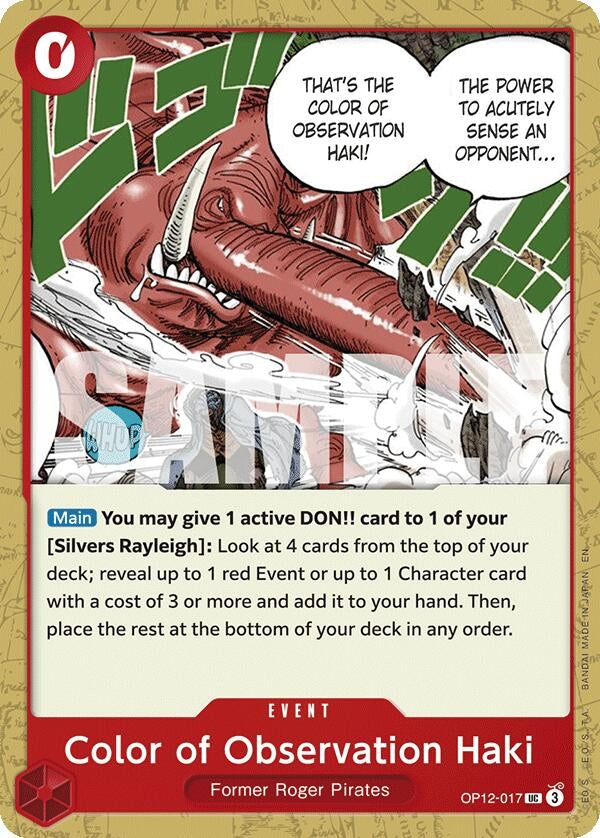 Image for Color of Observation Haki (OP12-017) (Legacy of the Master) - One Piece Card Game
