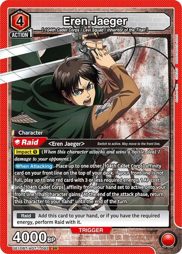 Image for Eren Jaeger (092) (UE10BT/AOT-1-092) (UE10BT: Attack on Titan) - Union Arena