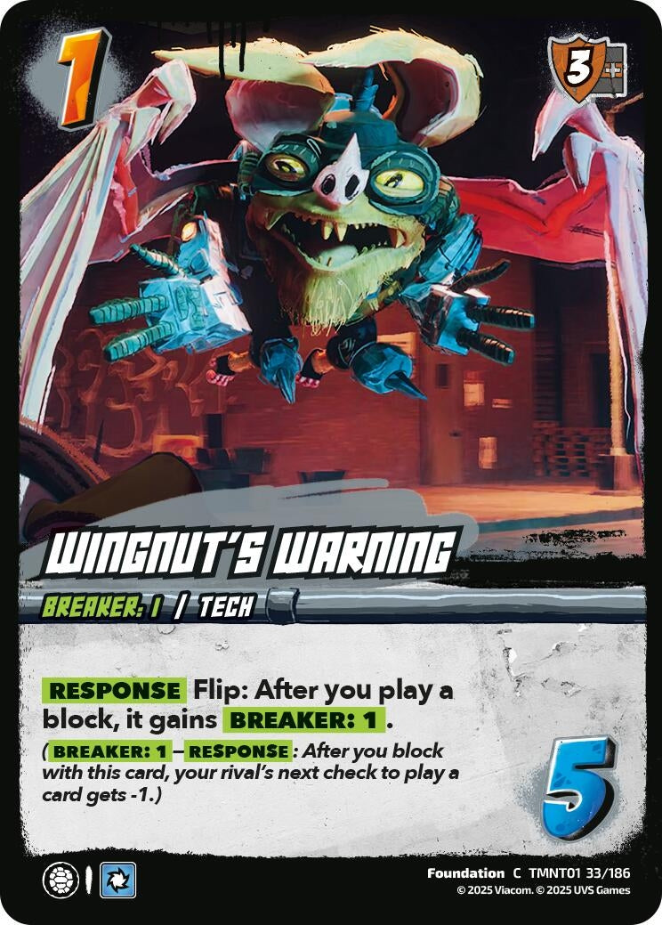 Image for Wingnut's Warning (TMNT01 33/186) (Teenage Mutant Ninja Turtles) - UniVersus