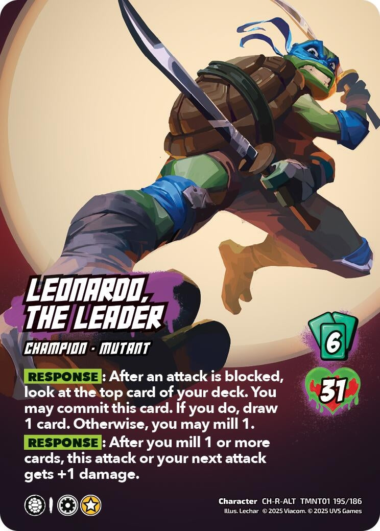 Image for Leonardo, the Leader (Alternate Art) (195) (TMNT01 195/186) (Teenage Mutant Ninja Turtles) - UniVersus