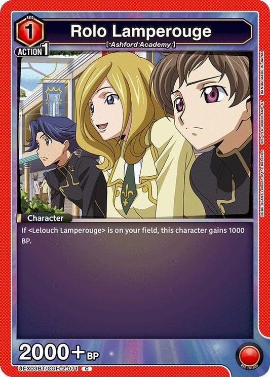 Image for Rolo Lamperouge (071) (UEX03BT/CGH-2-071) (UEX03BT: CODE GEASS: Lelouch of the Rebellion Vol.2) - Union Arena
