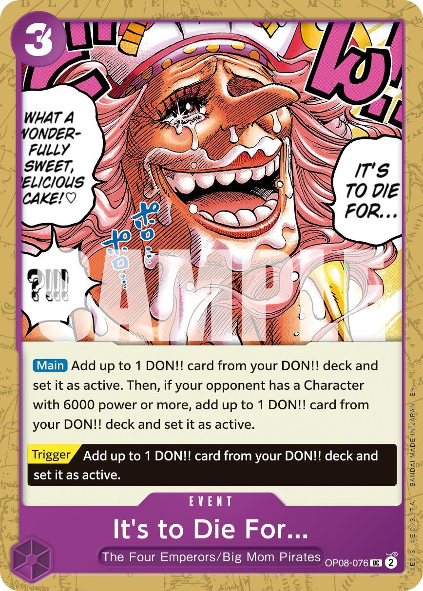 Image for It's to Die For (Reprint) (OP08-076) (Premium Booster -The Best- Vol. 2) - One Piece Card Game