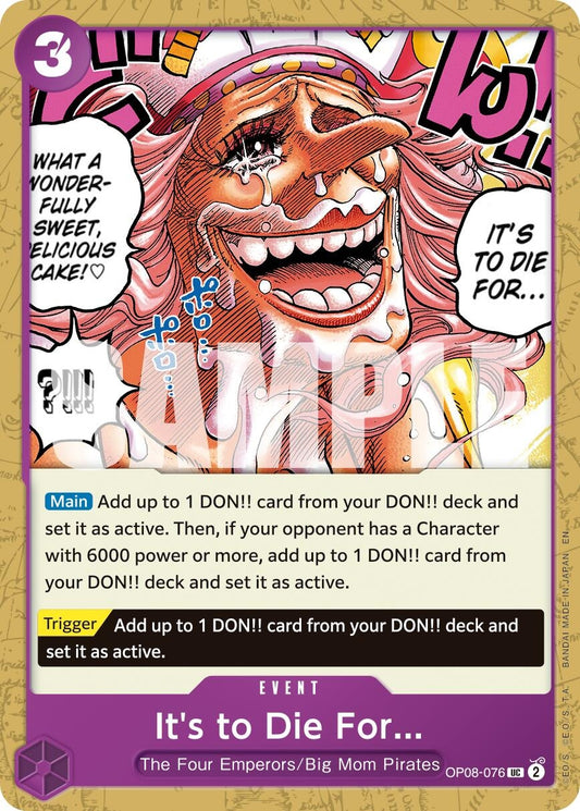 Image for It's to Die For (Reprint) (OP08-076) (Premium Booster -The Best- Vol. 2) - One Piece Card Game